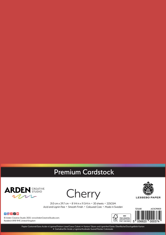 Arden Creative Studio Premium Cardstock A4 Cherry (20 sheets) (ACSCP0021) Arden Creative Studio Premium Cardstock A4 Cherry (20 sheets) (ACSCP0021)