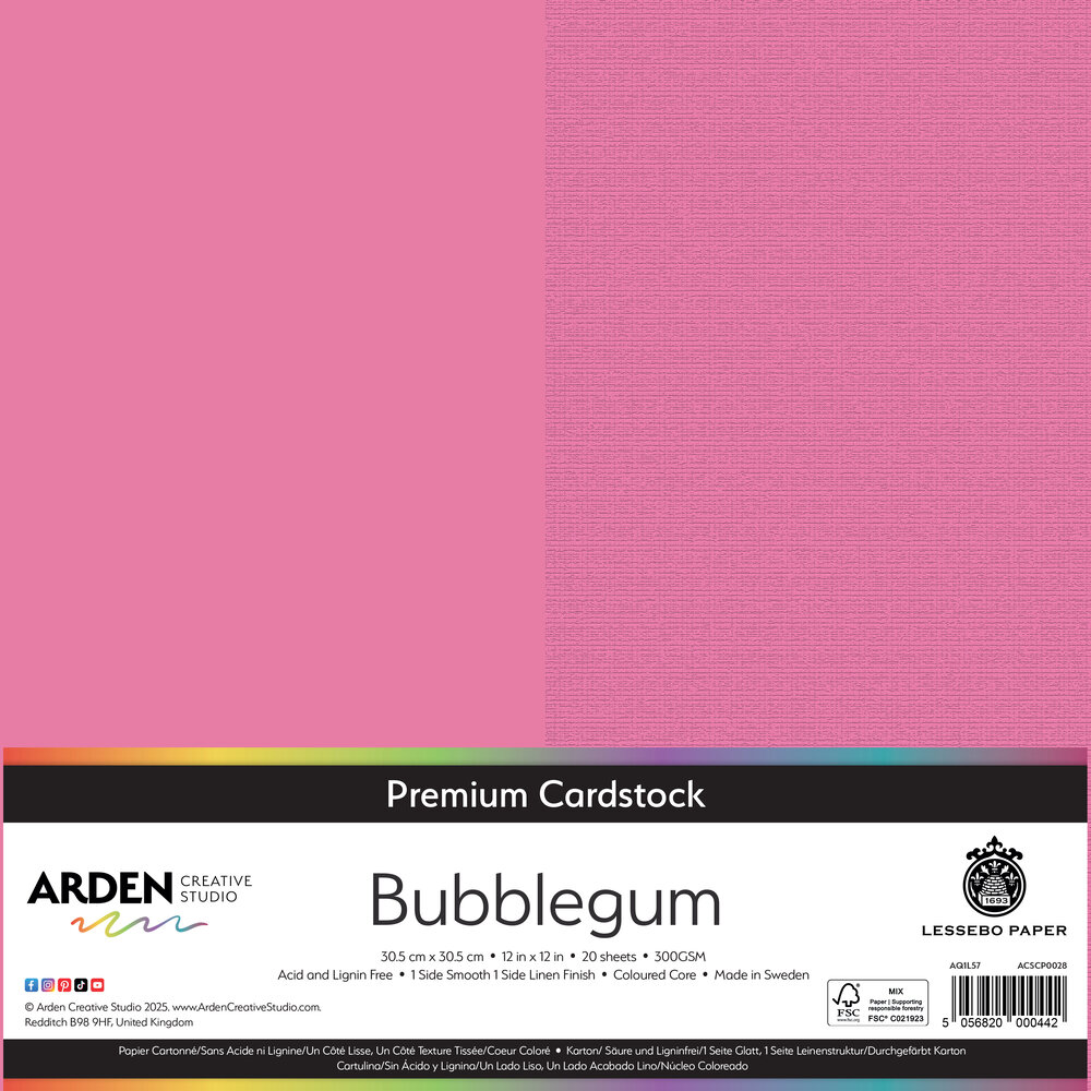 Arden Creative Studio Premium Cardstock 12x12 Inch Bubblegum (20 sheets) (ACSCP0028)
