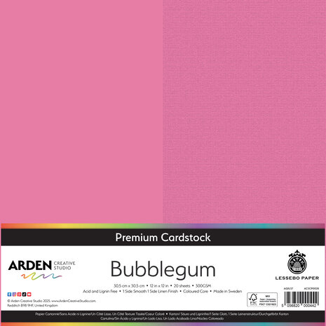 Arden Creative Studio Premium Cardstock 12x12 Inch Bubblegum (20 sheets) (ACSCP0028)