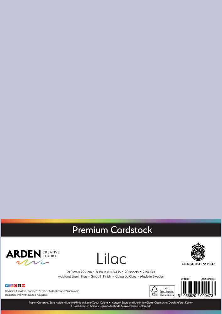 Arden Creative Studio Premium Cardstock A4 Lilac (20 sheets) (ACSCP0031)
