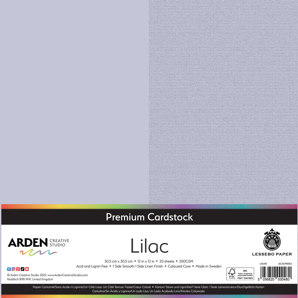 Arden Creative Studio Premium Cardstock 12x12 Inch Lilac (20 sheets) (ACSCP0032) Arden Creative Studio Premium Cardstock 12x12 Inch Lilac (20 sheets) (ACSCP0032)
