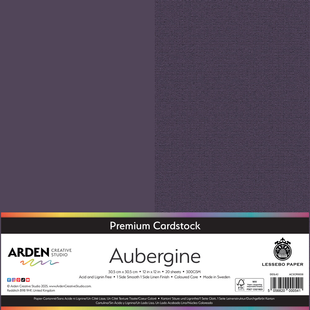 Arden Creative Studio Premium Cardstock 12x12 Inch Aubergine (20 sheets) (ACSCP0038)