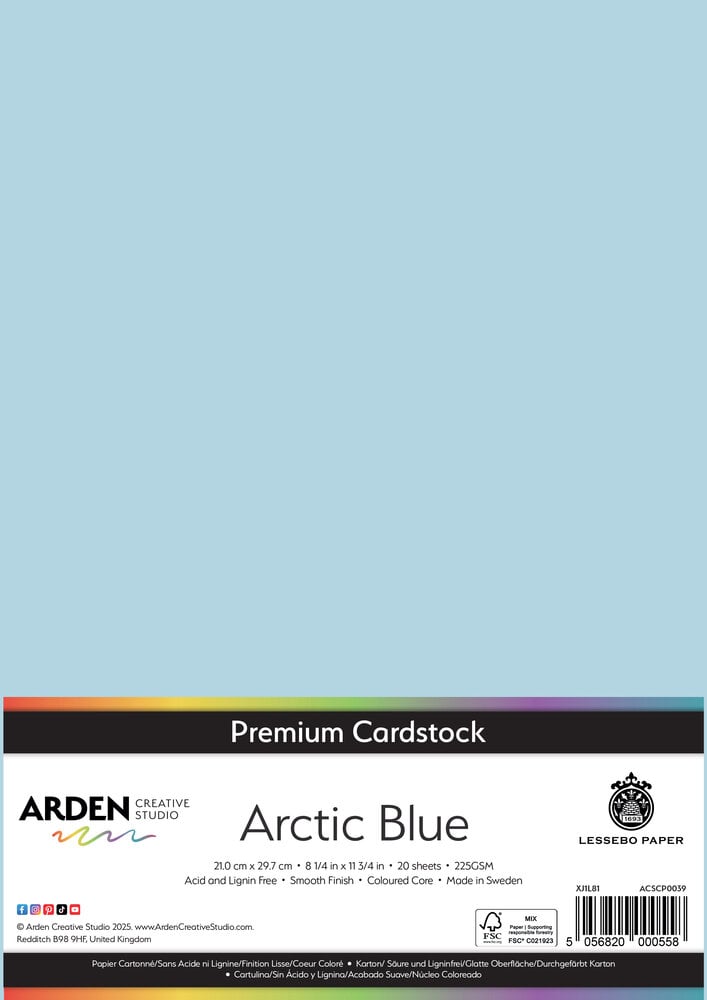 Arden Creative Studio Premium Cardstock A4 Arctic Blue (20 sheets) (ACSCP0039)