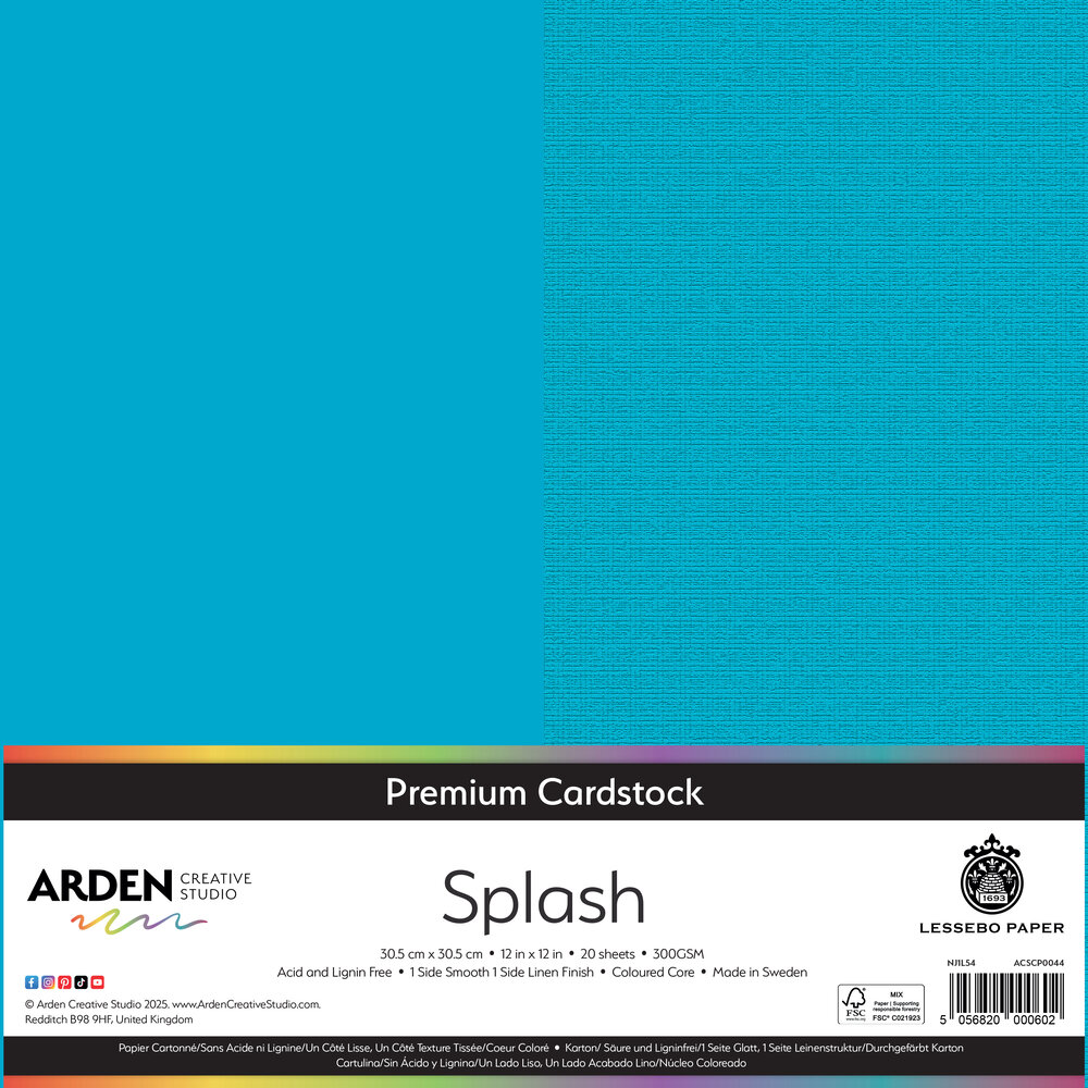 Arden Creative Studio Premium Cardstock 12x12 Inch Splash (20 sheets) (ACSCP0044) Arden Creative Studio Premium Cardstock 12x12 Inch Splash (20 sheets) (ACSCP0044)