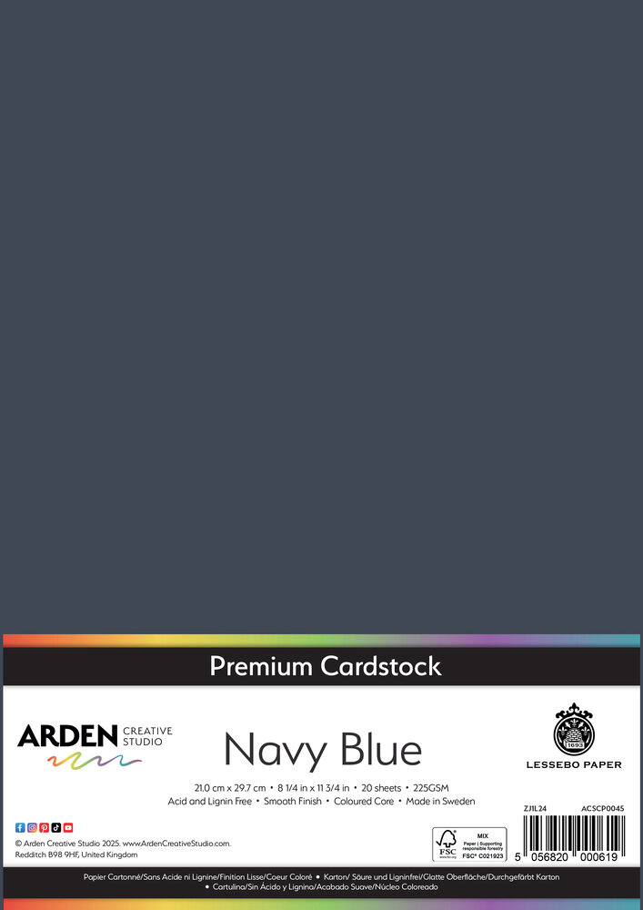 Arden Creative Studio Premium Cardstock A4 Navy Blue (20 sheets) (ACSCP0045)