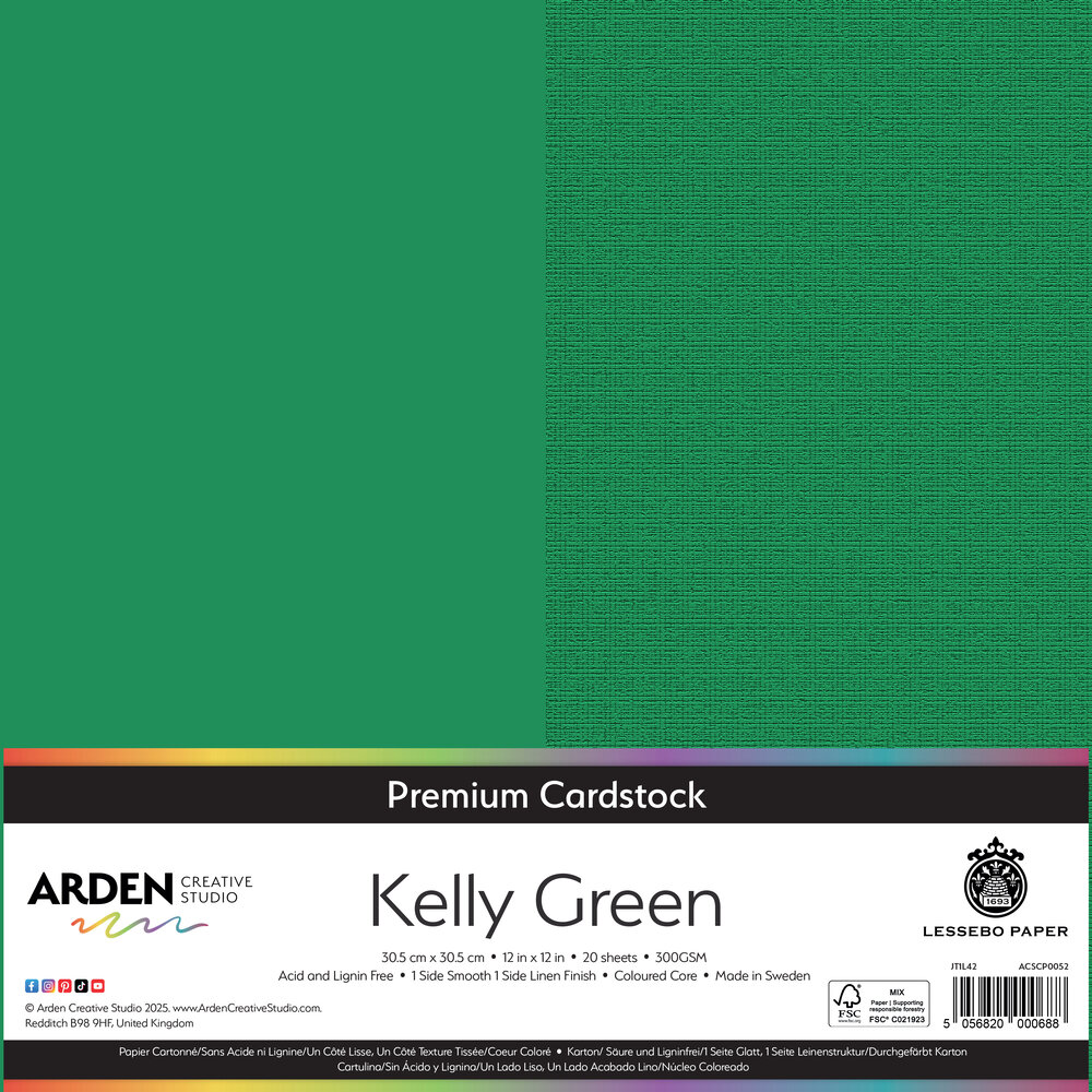 Arden Creative Studio Premium Cardstock 12x12 Inch Kelly Green (20 sheets) (ACSCP0052)