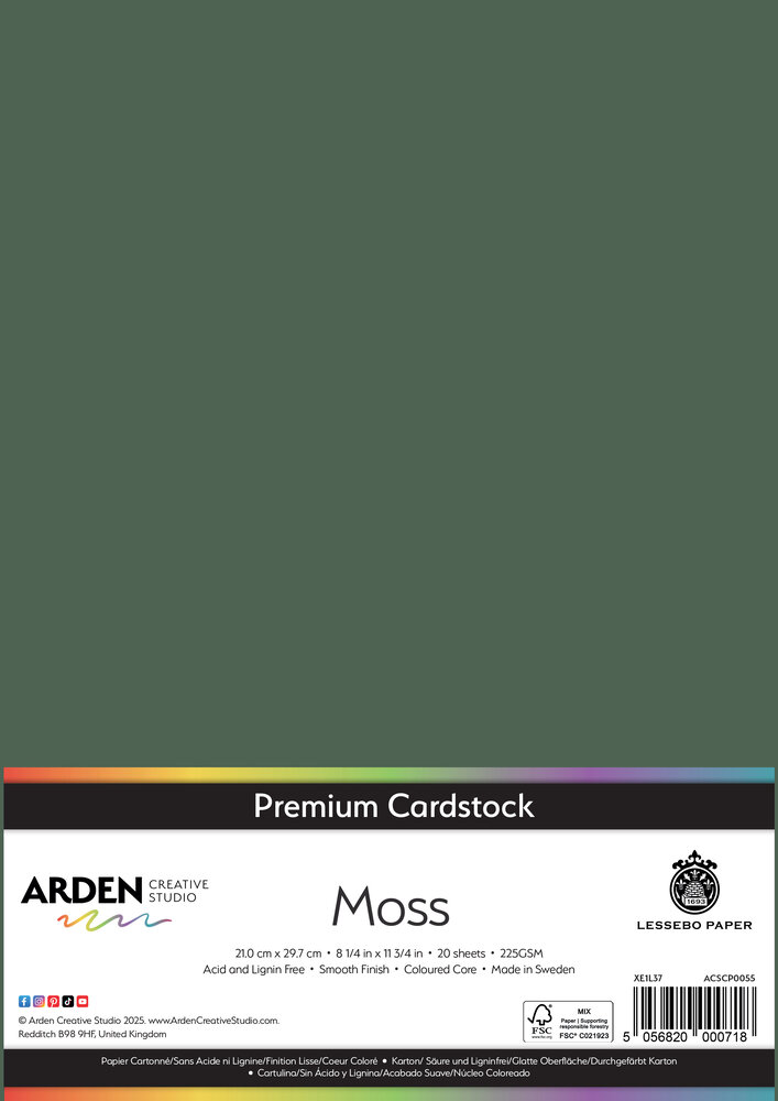 Arden Creative Studio Premium Cardstock A4 Moss (20 sheets) (ACSCP0055)