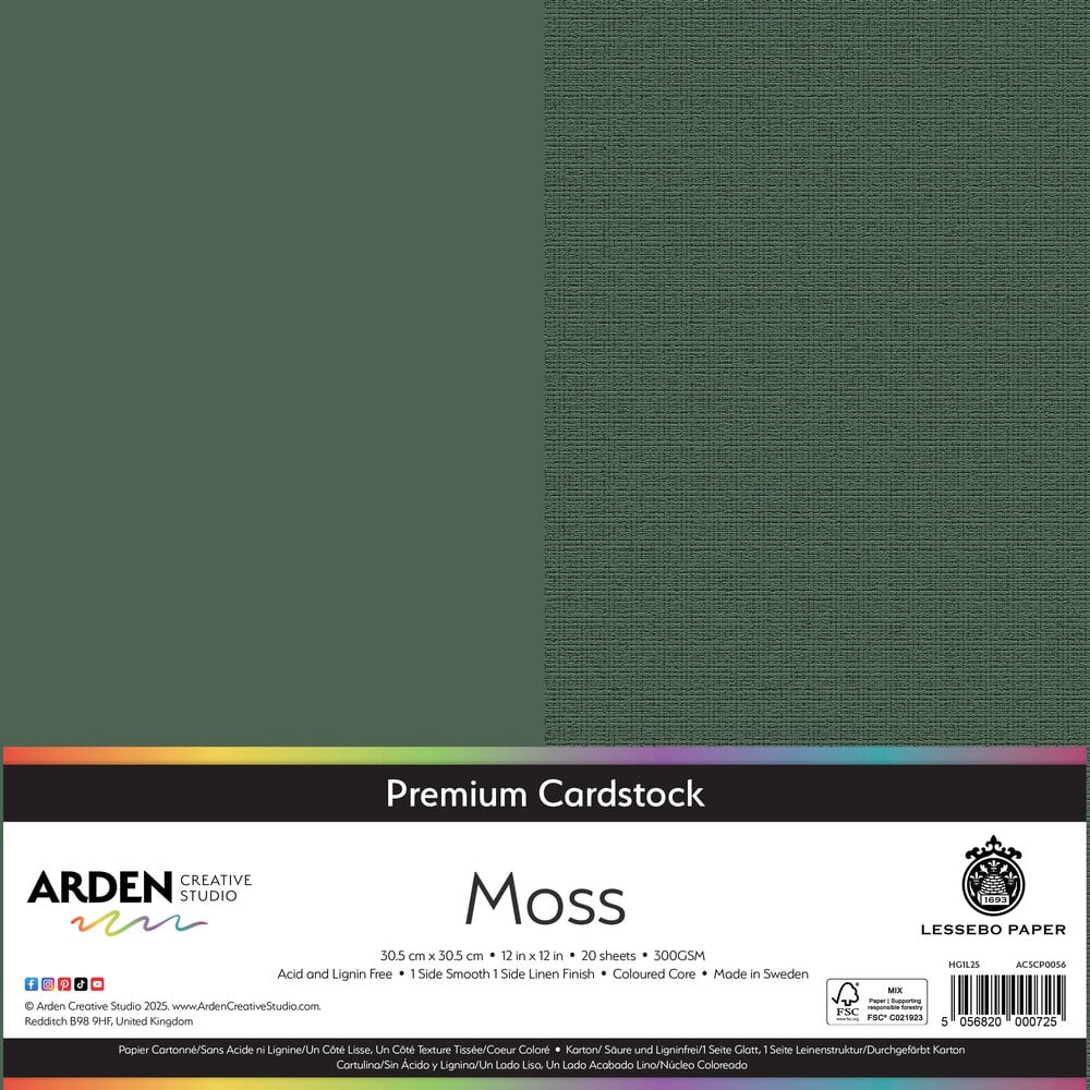 Arden Creative Studio Premium Cardstock 12x12 Inch Moss (20 sheets) (ACSCP0056) Arden Creative Studio Premium Cardstock 12x12 Inch Moss (20 sheets) (ACSCP0056)