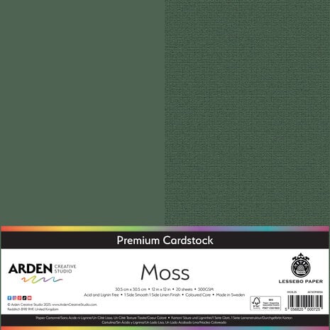 Arden Creative Studio Premium Cardstock 12x12 Inch Moss (20 sheets) (ACSCP0056) Arden Creative Studio Premium Cardstock 12x12 Inch Moss (20 sheets) (ACSCP0056)