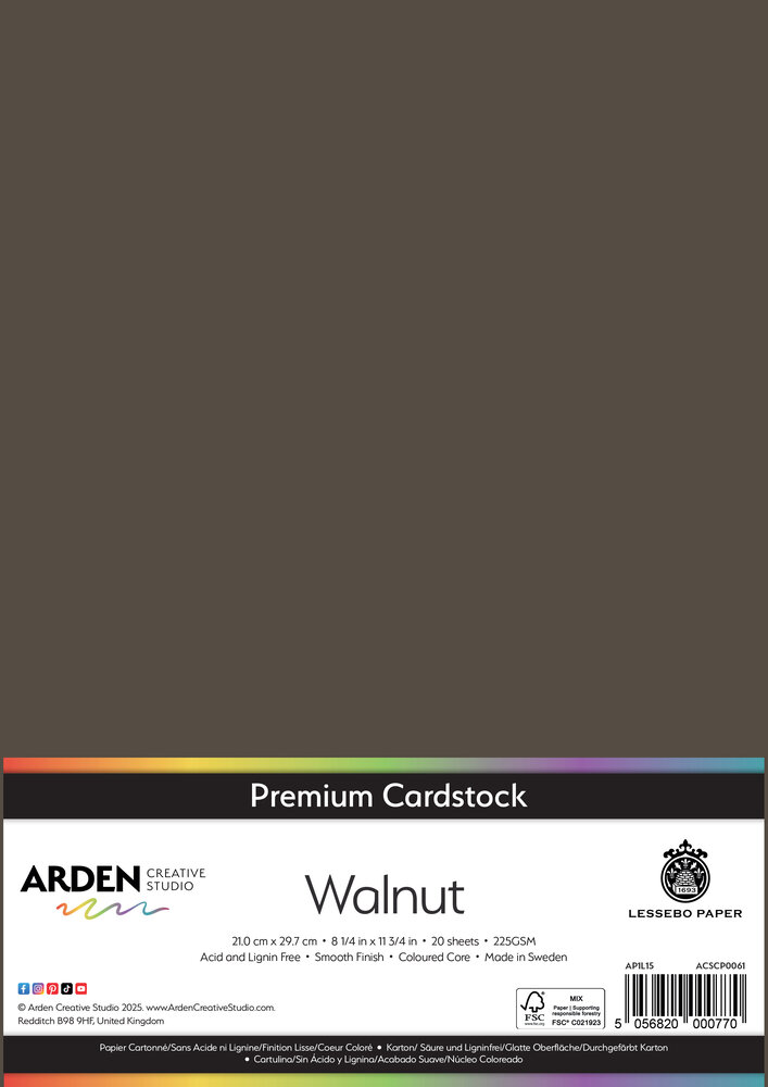Arden Creative Studio Premium Cardstock A4 Walnut (20 sheets) (ACSCP0061)