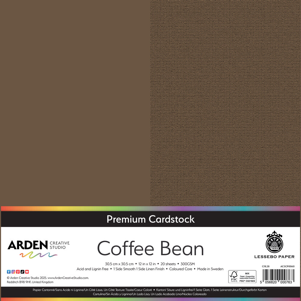 Arden Creative Studio Premium Cardstock 12x12 Inch Coffee Bean (20 sheets) (ACSCP0060) Arden Creative Studio Premium Cardstock 12x12 Inch Coffee Bean (20 sheets) (ACSCP0060)