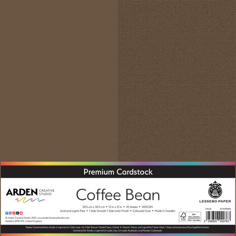 Arden Creative Studio Premium Cardstock 12x12 Inch Coffee Bean (20 sheets) (ACSCP0060) Arden Creative Studio Premium Cardstock 12x12 Inch Coffee Bean (20 sheets) (ACSCP0060)