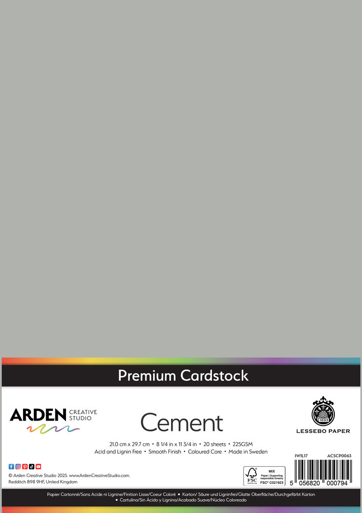 Arden Creative Studio Premium Cardstock A4 Cement (20 sheets) (ACSCP0063)
