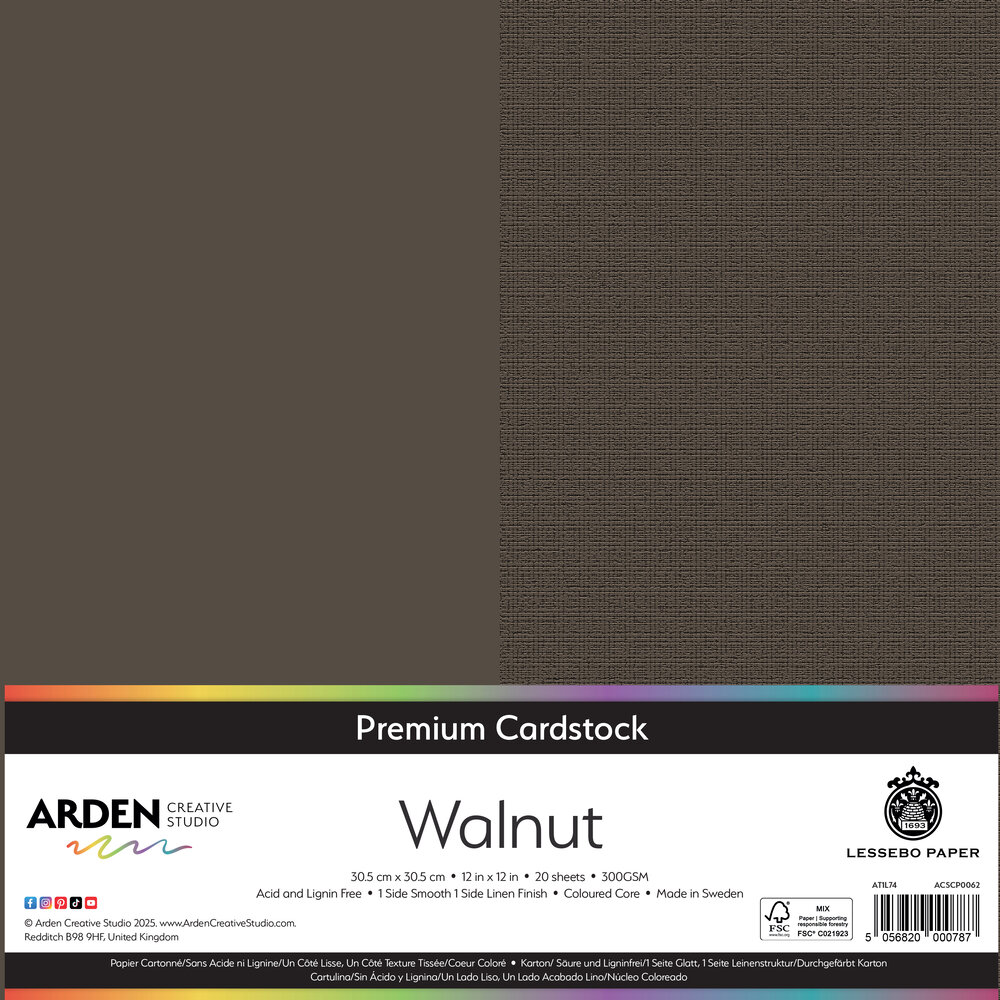 Arden Creative Studio Premium Cardstock 12x12 Inch Walnut (20 sheets) (ACSCP0062) Arden Creative Studio Premium Cardstock 12x12 Inch Walnut (20 sheets) (ACSCP0062)