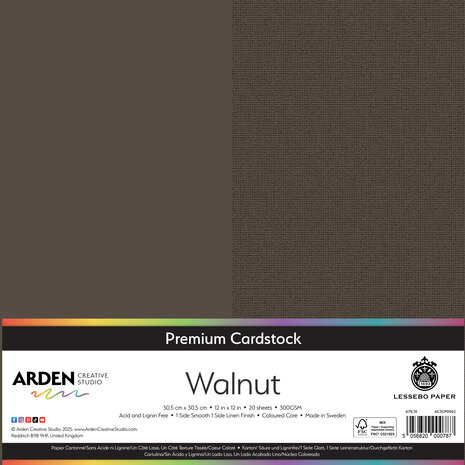 Arden Creative Studio Premium Cardstock 12x12 Inch Walnut (20 sheets) (ACSCP0062) Arden Creative Studio Premium Cardstock 12x12 Inch Walnut (20 sheets) (ACSCP0062)