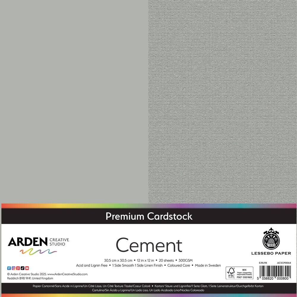 Arden Creative Studio Premium Cardstock 12x12 Inch Cement (20 sheets) (ACSCP0064)