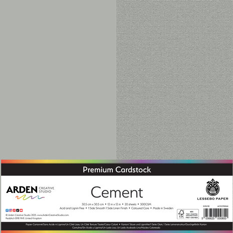 Arden Creative Studio Premium Cardstock 12x12 Inch Cement (20 sheets) (ACSCP0064)