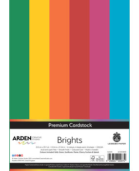Arden Creative Studio Premium Cardstock A4 Brights (24 Sheets) (ACSMC0003)