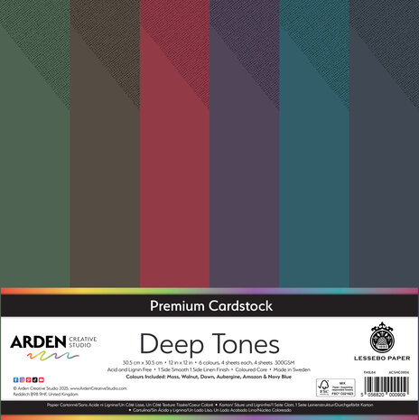Arden Creative Studio Premium Cardstock 12x12 Inch Deep Tones (24 Sheets) (ACSMC0006) Arden Creative Studio Premium Cardstock 12x12 Inch Deep Tones (24 Sheets) (ACSMC0006)