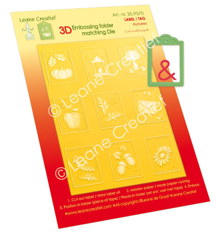 Leane Creatief LeCreaDesign 3D Embossing Folder and Cutting Die Tags Labels Autumn (35.9570)