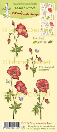 Leane Creatief LeCreaDesign Combi Clear Stamp Poppy Watercolor Flowers (55.9525) Leane Creatief LeCreaDesign Combi Clear Stamp Poppy Watercolor Flowers (55.9525)