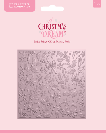 Crafter's Companion A Christmas Dream 3D Embossing Folder Festive Foliage (SS-ACD-3D-EF5.5-FFO)