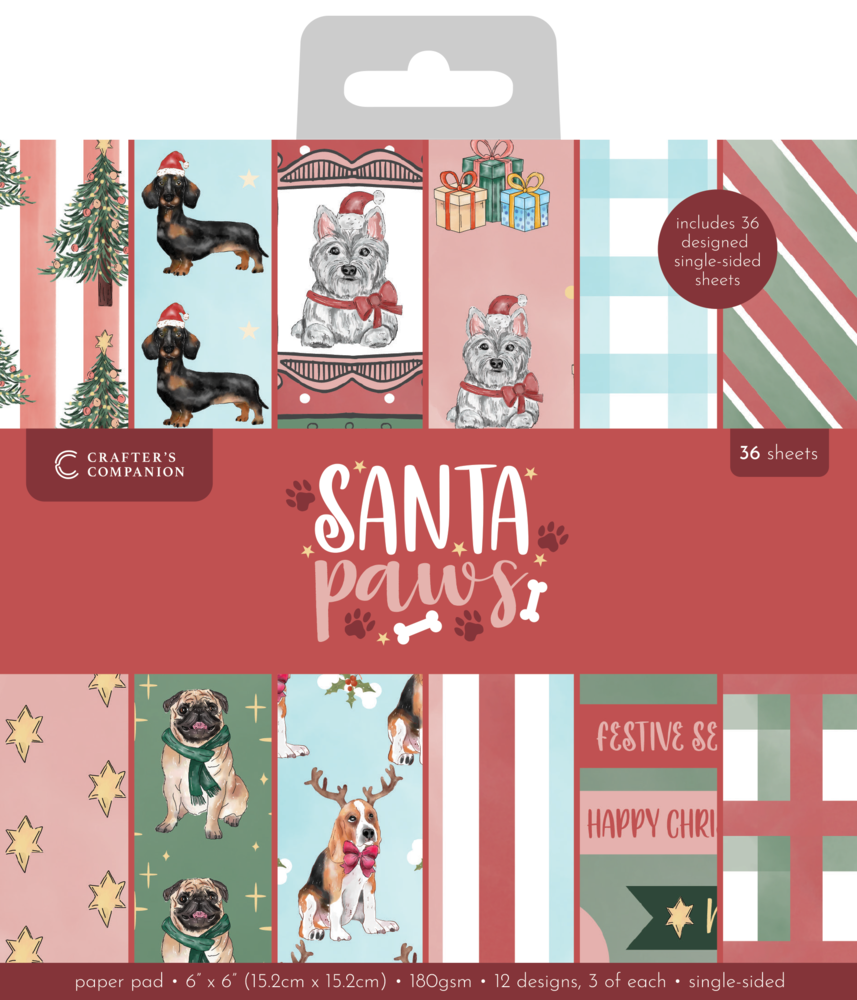 Crafter's Companion Santa Paws 6x6 Inch Paper Pad (CC-SP-PAD6) Crafter's Companion Santa Paws 6x6 Inch Paper Pad (CC-SP-PAD6)