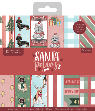 Crafter's Companion Santa Paws 6x6 Inch Paper Pad (CC-SP-PAD6) Crafter's Companion Santa Paws 6x6 Inch Paper Pad (CC-SP-PAD6)