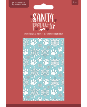 Crafter's Companion Santa Paws 2D Embossing Folder 4x6 Inch Snowflakes & Paws (CC-SP-EF4-SNPA)