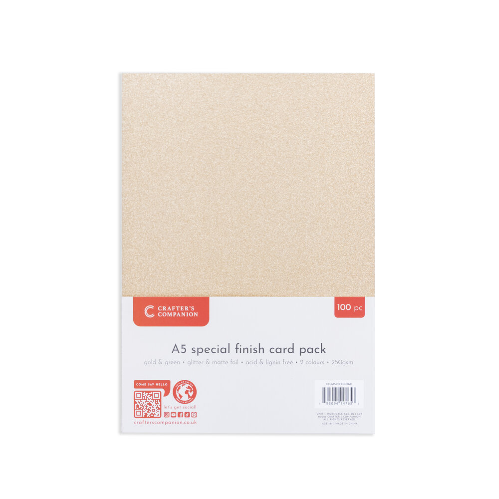 Crafter's Companion Christmas Opulence A5 Special Finish Card Gold & Green (100pcs) (CC-A5SPEFC-GOGR)