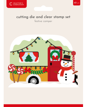 Crafter's Companion Christmas Shaped Card Bases Stamp & Die Festive Camper (CC-STD-FCAM)