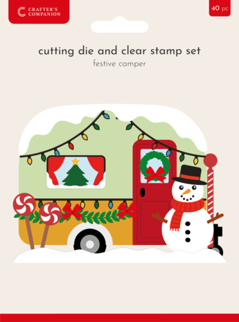 Crafter's Companion Christmas Shaped Card Bases Stamp & Die Festive Camper (CC-STD-FCAM)