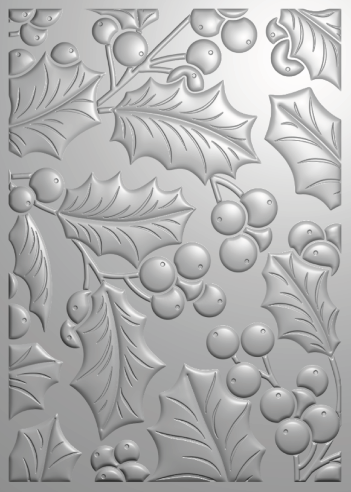 Crafter's Companion Christmas 3D Embossing Folder 5x7 Inch Flourishing Holly (CC-EF5-3D-FLHO)