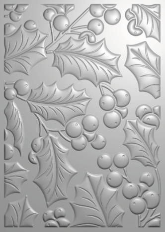 Crafter's Companion Christmas 3D Embossing Folder 5x7 Inch Flourishing Holly (CC-EF5-3D-FLHO)