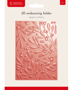 Crafter's Companion Christmas 3D Embossing Folder 5x7 Inch Elegant Mistletoe (CC-EF5-3D-ELMI)