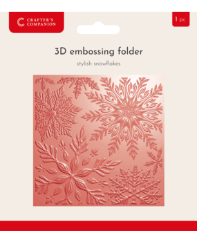 Crafter's Companion Christmas 3D Embossing Folder 5.5x5.5 Inch Stylish Snowflakes (CC-EF5.5-3D-STSN)