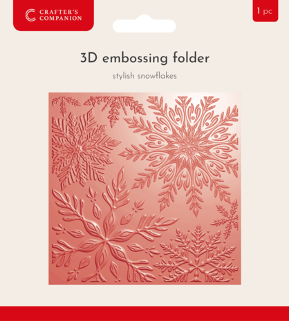 Crafter's Companion Christmas 3D Embossing Folder 5.5x5.5 Inch Stylish Snowflakes (CC-EF5.5-3D-STSN)