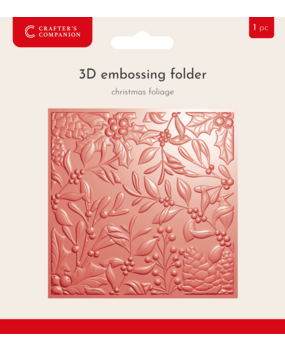 Crafter's Companion Christmas 3D Embossing Folder 5.5x5.5 Inch Christmas Foliage (CC-EF5.5-3D-CHFO)