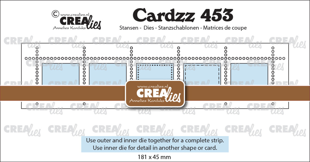 Crealies Cardzz Stansen Postzegelstrip XL 5x Horizontale Rechthoeken (CLCZ453)