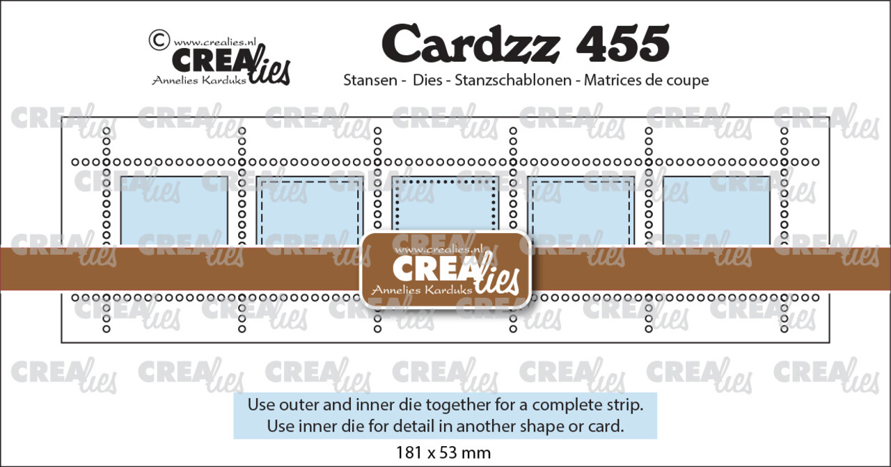 Crealies Cardzz Stansen Postzegelstrip XL 5x Vierkanten (CLCZ455)