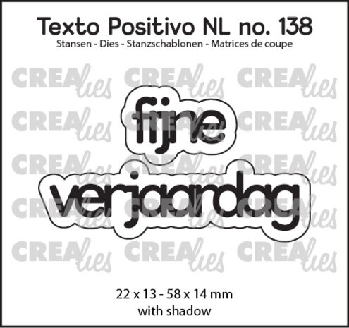 Crealies Texto Positivo Dies Dutch Fijne Verjaardag (POSNL138)