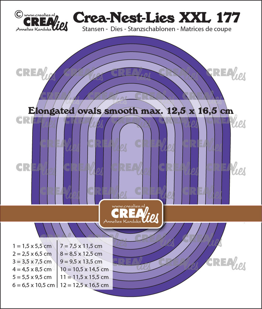 Crealies Crea-Nest-Lies XXL Dies No. 177 Elongated Ovals Smooth (CLNestXXL177)