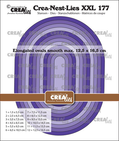 Crealies Crea-Nest-Lies XXL Dies No. 177 Elongated Ovals Smooth (CLNestXXL177)