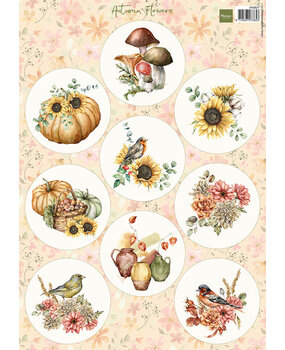 Marianne Design Decoupage Sheet A4 Autumn Flowers (VK9637)