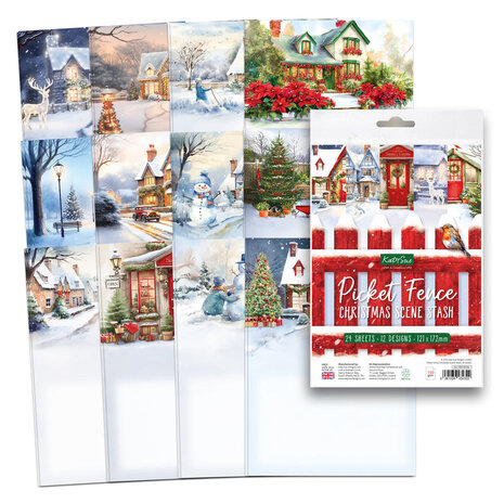 Katy Sue Designs Picket Fence Christmas Scene Stash (24pcs) (02-10072CSS)