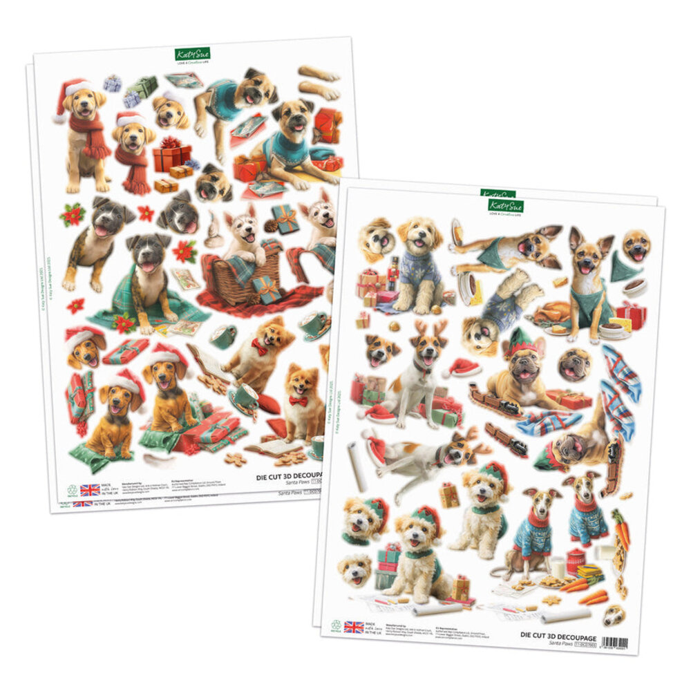 Katy Sue Designs Santa Paws 3D Die-Cut Topper & Decoupage Collection (11-DCD7003)