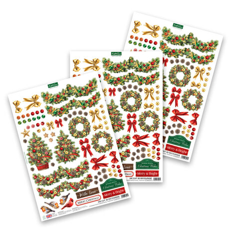 Katy Sue Designs Christmas Floral 3D Die-Cut Decoupage Traditional (3pcs) (11-DCD735-T)