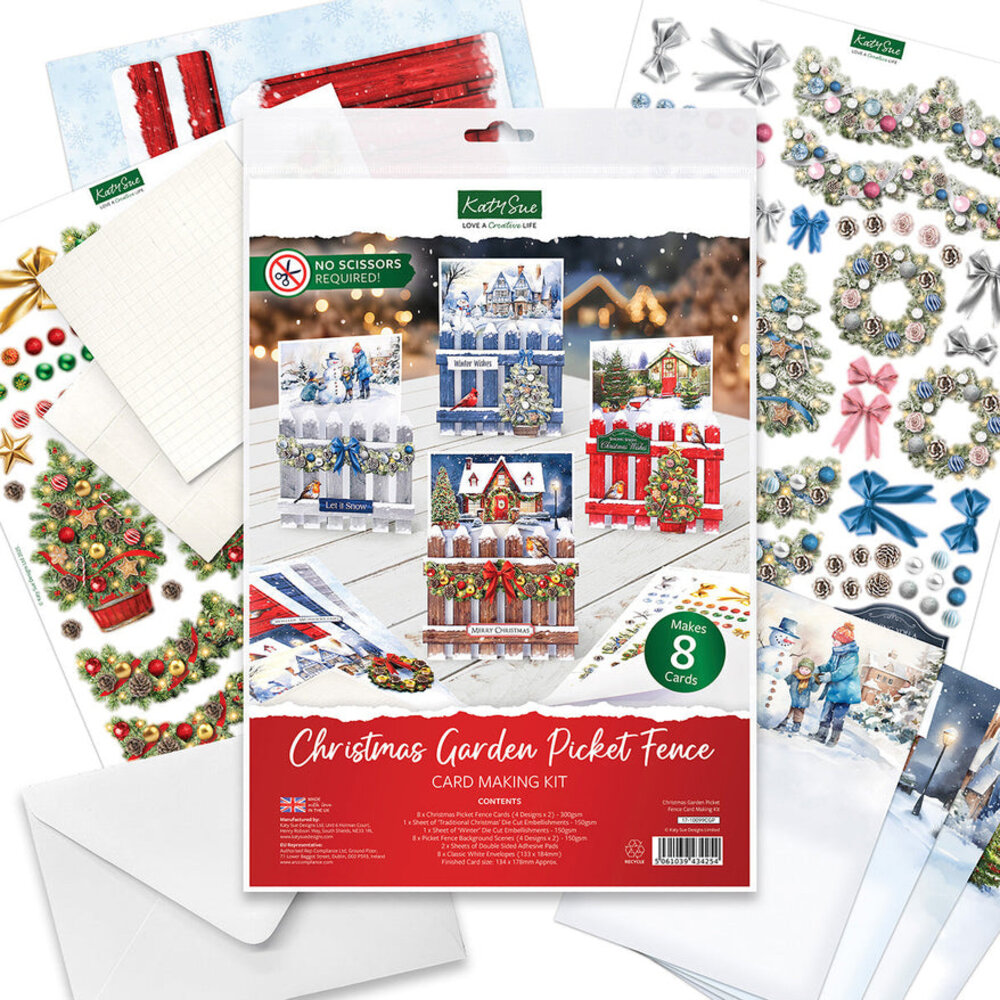 Katy Sue Designs Christmas Garden Picket Fence Card Making Kit (17-10099CGP)