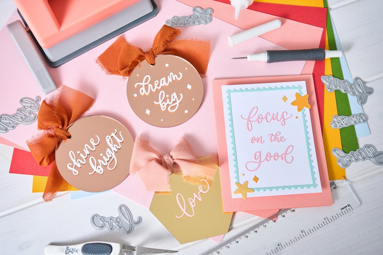 Sizzix Thinlits Die by Letters by Shells Cheerful Phrases (16pcs) (666967)