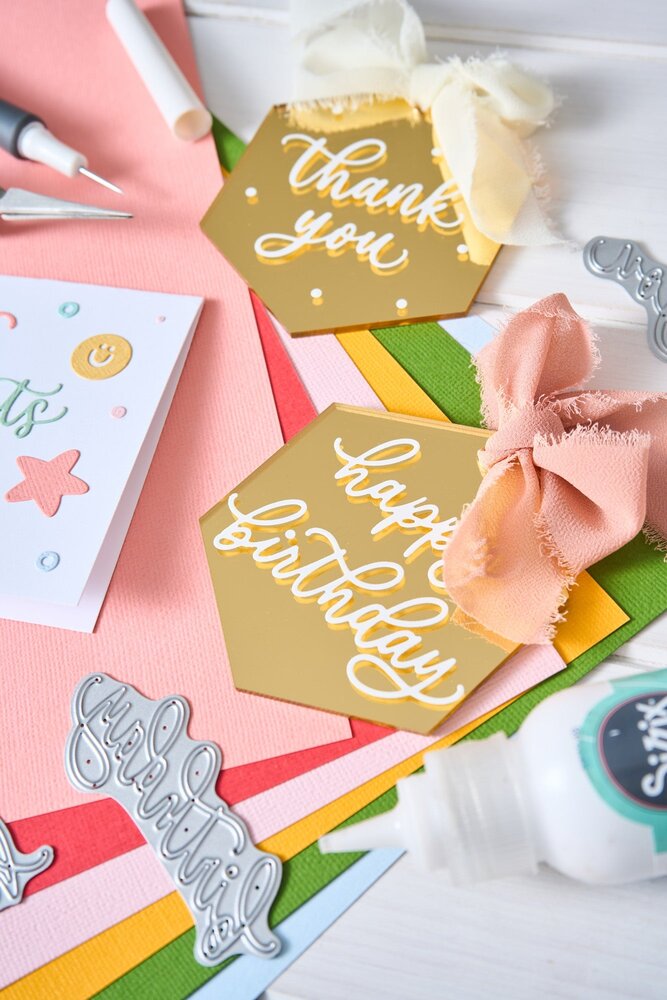 Sizzix Thinlits Die by Letters by Shells Cheerful Phrases (16pcs) (666967)